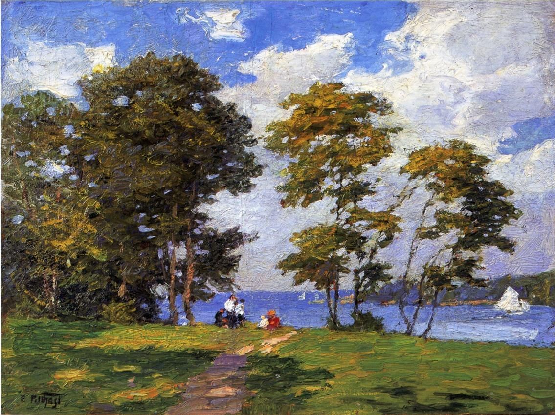 Edward Henry Potthast Landscape by the Shore